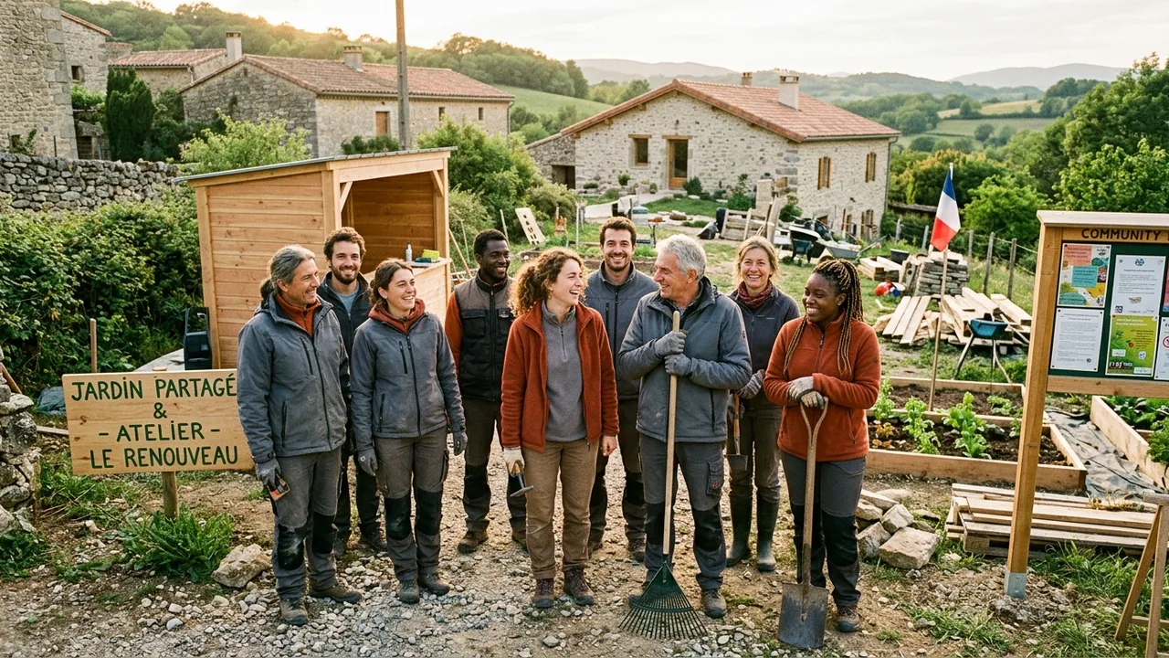 Équipe de bénévoles lors d'une action solidaire et festive à Cabrières